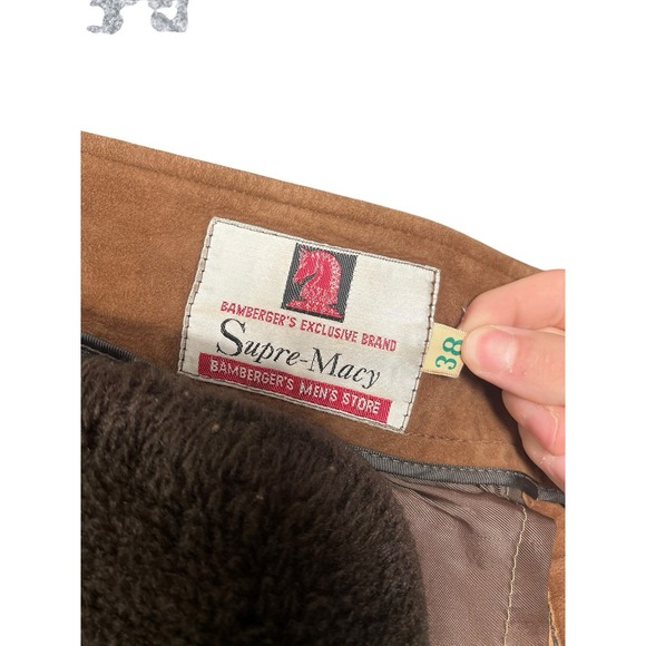 Vintage 50 60s Bambergers Suede Fur-Lined Jacket Coat Western Ranch 38R - Picture 8 of 9